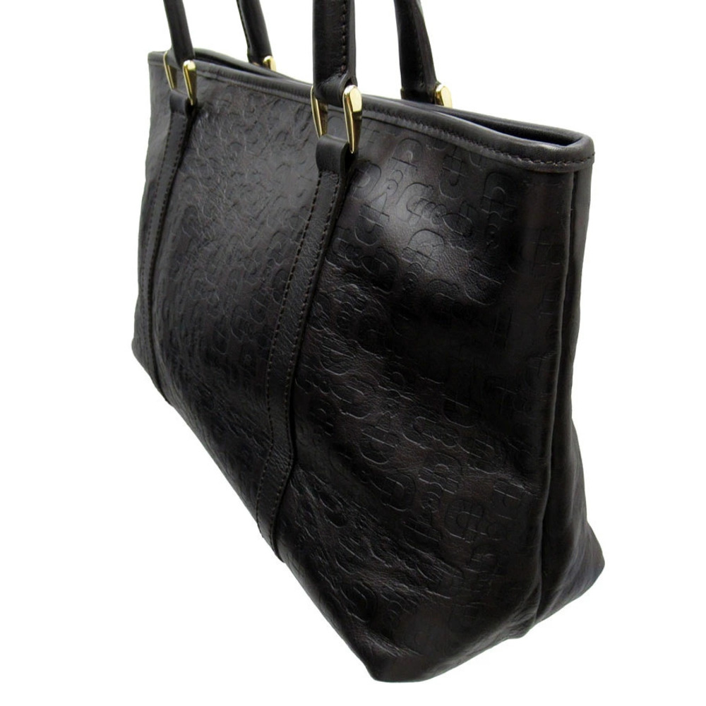 Gucci Bag Tote Leather Handbag Brown Gold